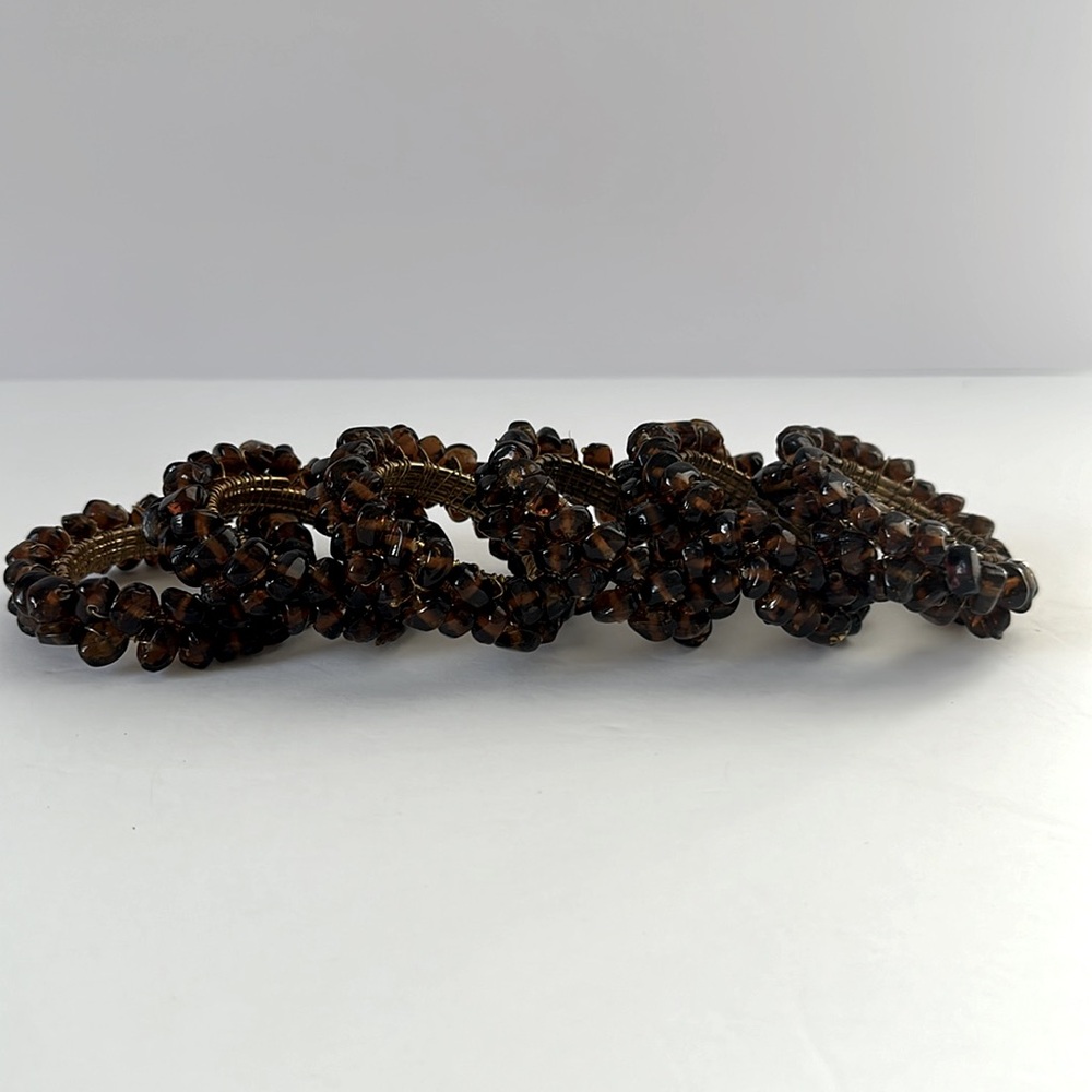 Pier 1 Vintage Beaded Napkin Metal Amber Gold Napkin Rings Set of 6 Bronze Wire - Picture 6 of 7